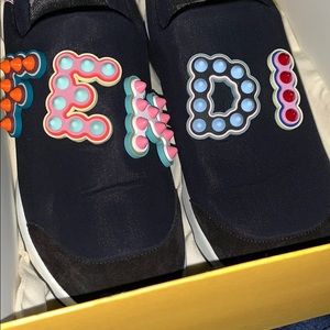 Fendi Multicolor Pastel Spiked Logo Sneaker